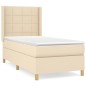 vidaXL Boxspringbett mit Matratze Creme 90x190 cm Stoff vidaXL Boxspringbett mit Matratze Creme 90x190 cm Stoff