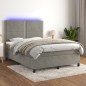 vidaXL Boxspringbett mit Matratze & LED Hellgrau 140x200 cm Samt vidaXL Boxspringbett mit Matratze & LED Hellgrau 140x200 cm Samt