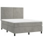 vidaXL Boxspringbett mit Matratze & LED Hellgrau 140x200 cm Samt vidaXL Boxspringbett mit Matratze & LED Hellgrau 140x200 cm Samt