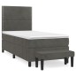 vidaXL Boxspringbett mit Matratze Dunkelgrau 80x200 cm Samt vidaXL Boxspringbett mit Matratze Dunkelgrau 80x200 cm Samt