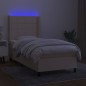 vidaXL Boxspringbett mit Matratze & LED Creme 90x190 cm Stoff vidaXL Boxspringbett mit Matratze & LED Creme 90x190 cm Stoff