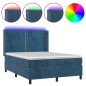 vidaXL Boxspringbett mit Matratze & LED Dunkelblau 140x200 cm Samt vidaXL Boxspringbett mit Matratze & LED Dunkelblau 140x200 cm Samt