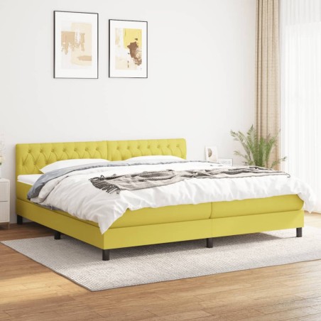 vidaXL Boxspringbett mit Matratze Grün 200x200 cm Stoff