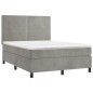 vidaXL Boxspringbett mit Matratze Hellgrau 140x190 cm Samt vidaXL Boxspringbett mit Matratze Hellgrau 140x190 cm Samt