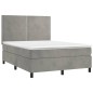 vidaXL Boxspringbett mit Matratze Hellgrau 140x200 cm Samt vidaXL Boxspringbett mit Matratze Hellgrau 140x200 cm Samt