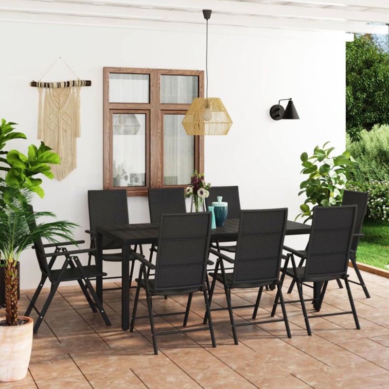 vidaXL 9-tlg. Garten-Essgruppe Schwarz vidaXL 9-tlg. Garten-Essgruppe Schwarz
