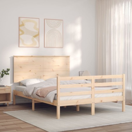 vidaXL Massivholzbett mit Kopfteil 140x200 cm