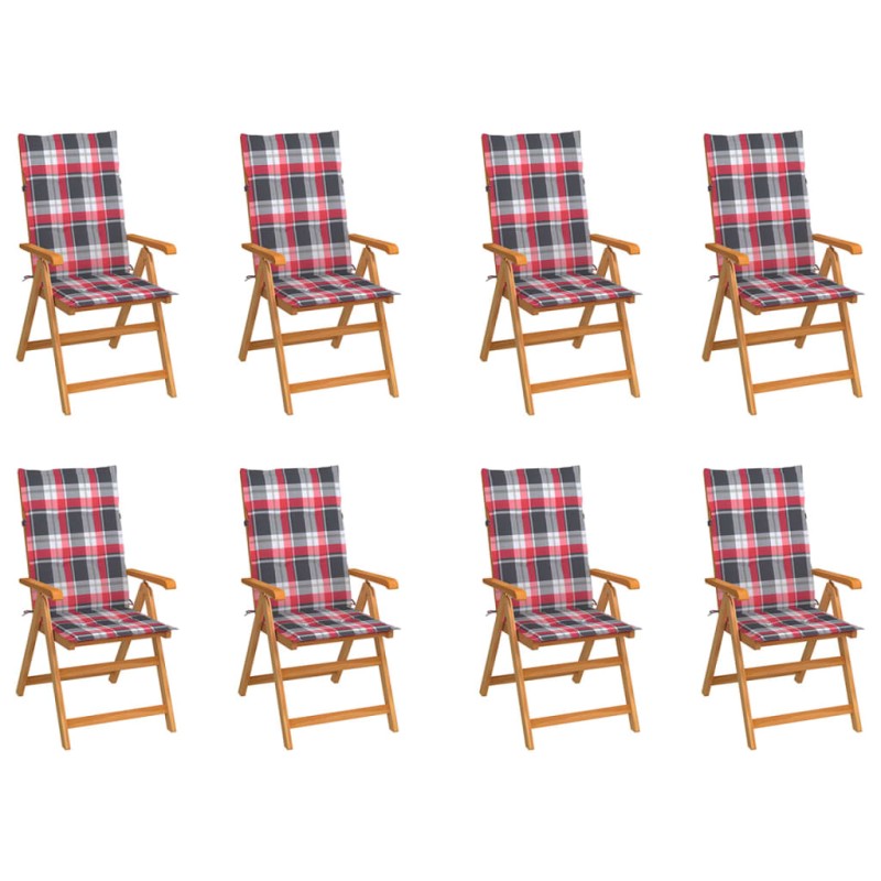 vidaXL Verstellbare Gartenstühle mit Auflagen 8 Stk. Massivholz Teak vidaXL Verstellbare Gartenstühle mit Auflagen 8 Stk. Massivholz Teak