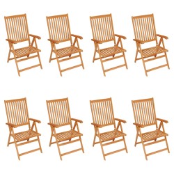 vidaXL Verstellbare Gartenstühle mit Auflagen 8 Stk. Massivholz Teak