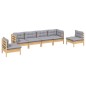 vidaXL 6-tlg. Garten-Lounge-Set mit Grauen Kissen Kiefer Massivholz vidaXL 6-tlg. Garten-Lounge-Set mit Grauen Kissen Kiefer Massivholz