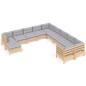 vidaXL 11-tlg. Garten-Lounge-Set mit Grauen Kissen Kiefernholz vidaXL 11-tlg. Garten-Lounge-Set mit Grauen Kissen Kiefernholz