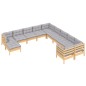 vidaXL 11-tlg. Garten-Lounge-Set mit Grauen Kissen Kiefernholz vidaXL 11-tlg. Garten-Lounge-Set mit Grauen Kissen Kiefernholz