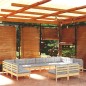 vidaXL 12-tlg. Garten-Lounge-Set mit Grauen Kissen Kiefer Massivholz vidaXL 12-tlg. Garten-Lounge-Set mit Grauen Kissen Kiefer Massivholz