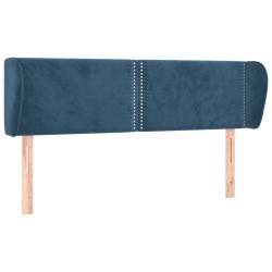 vidaXL Kopfteil mit Ohren Dunkelblau 147x23x78/88 cm Samt