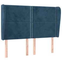 vidaXL Kopfteil mit Ohren Dunkelblau 147x23x118/128 cm Samt