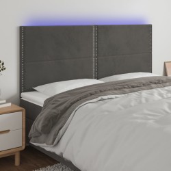 vidaXL LED Kopfteil Dunkelgrau 160x5x118/128 cm Samt