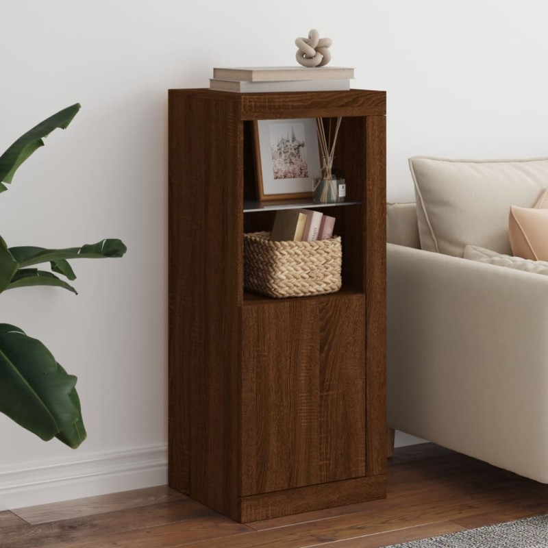 vidaXL Sideboard mit LED-Leuchten Braun Eichen-Optik 41x37x100 cm vidaXL Sideboard mit LED-Leuchten Braun Eichen-Optik 41x37x100 cm