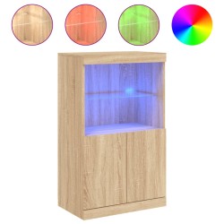 vidaXL Sideboard mit LED-Leuchten Sonoma-Eiche 60,5x37x100 cm