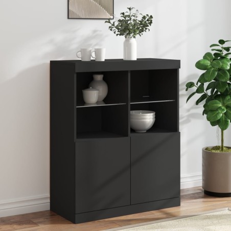 vidaXL Sideboard mit LED-Leuchten Schwarz 81x37x100 cm
