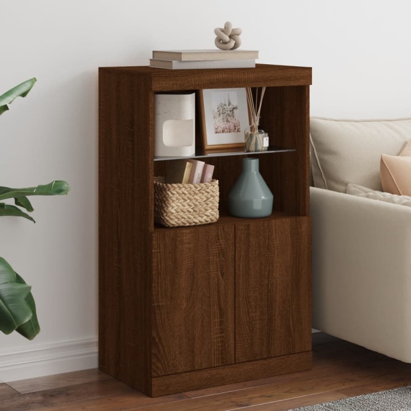 vidaXL Sideboard mit LED-Leuchten Braun Eichen-Optik 60,5x37x100 cm vidaXL Sideboard mit LED-Leuchten Braun Eichen-Optik 60,5x37x100 cm