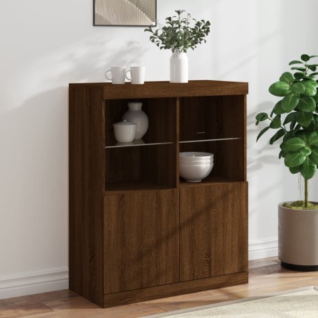 vidaXL Sideboard mit LED-Leuchten Braun Eichen-Optik 81x37x100 cm
