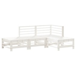 vidaXL 4-tlg. Garten-Lounge-Set Weiß Massivholz Kiefer