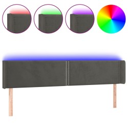 vidaXL LED Kopfteil Dunkelgrau 163x16x78/88 cm Samt