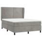 vidaXL Boxspringbett mit Matratze Hellgrau 140x190 cm Samt vidaXL Boxspringbett mit Matratze Hellgrau 140x190 cm Samt