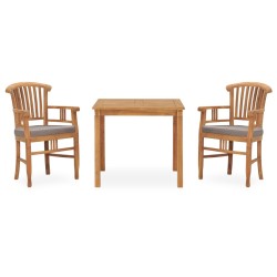 vidaXL 3-tlg. Garten-Essgruppe mit Kissen Massivholz Teak