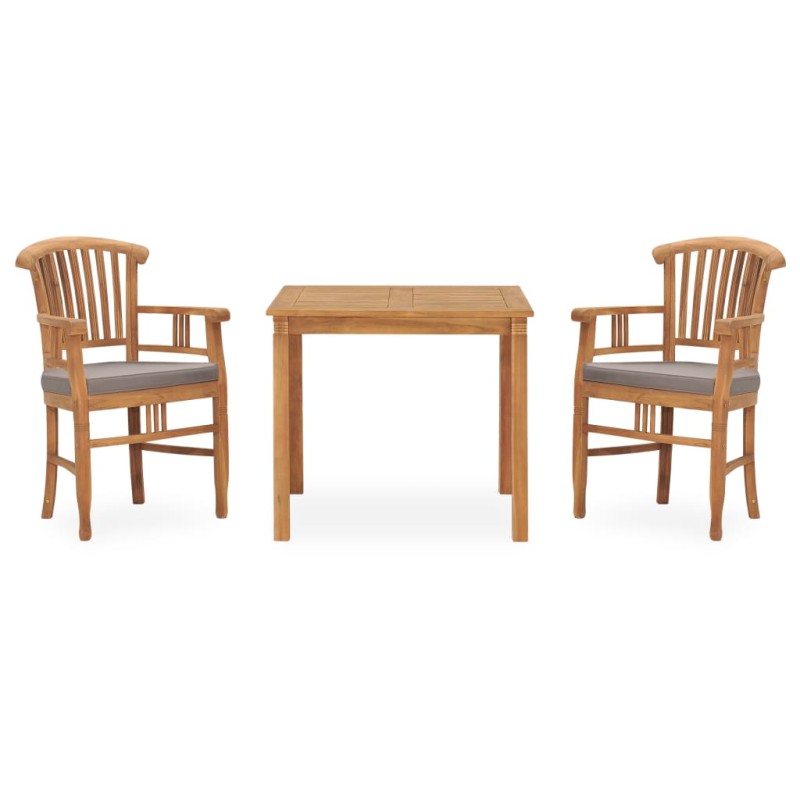 vidaXL 3-tlg. Garten-Essgruppe mit Kissen Massivholz Teak vidaXL 3-tlg. Garten-Essgruppe mit Kissen Massivholz Teak