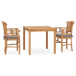 vidaXL 3-tlg. Garten-Essgruppe mit Kissen Massivholz Teak