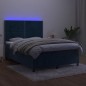 vidaXL Boxspringbett mit Matratze & LED Dunkelblau 140x200 cm Samt vidaXL Boxspringbett mit Matratze & LED Dunkelblau 140x200 cm Samt
