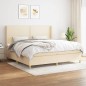 vidaXL Boxspringbett mit Matratze Creme 200x200 cm Stoff vidaXL Boxspringbett mit Matratze Creme 200x200 cm Stoff