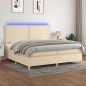vidaXL Boxspringbett mit Matratze & LED Creme 200x200 cm Stoff vidaXL Boxspringbett mit Matratze & LED Creme 200x200 cm Stoff