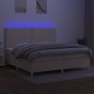 vidaXL Boxspringbett mit Matratze & LED Creme 200x200 cm Stoff vidaXL Boxspringbett mit Matratze & LED Creme 200x200 cm Stoff