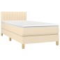 vidaXL Boxspringbett mit Matratze & LED Creme 90x190 cm Stoff vidaXL Boxspringbett mit Matratze & LED Creme 90x190 cm Stoff