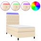 vidaXL Boxspringbett mit Matratze & LED Creme 90x190 cm Stoff vidaXL Boxspringbett mit Matratze & LED Creme 90x190 cm Stoff