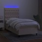 vidaXL Boxspringbett mit Matratze & LED Creme 90x190 cm Stoff vidaXL Boxspringbett mit Matratze & LED Creme 90x190 cm Stoff