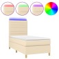 vidaXL Boxspringbett mit Matratze & LED Creme 90x190 cm Stoff vidaXL Boxspringbett mit Matratze & LED Creme 90x190 cm Stoff
