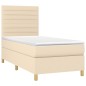 vidaXL Boxspringbett mit Matratze & LED Creme 90x190 cm Stoff vidaXL Boxspringbett mit Matratze & LED Creme 90x190 cm Stoff