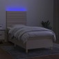 vidaXL Boxspringbett mit Matratze & LED Creme 90x190 cm Stoff vidaXL Boxspringbett mit Matratze & LED Creme 90x190 cm Stoff