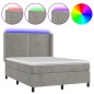 vidaXL Boxspringbett mit Matratze & LED Hellgrau 140x200 cm Samt vidaXL Boxspringbett mit Matratze & LED Hellgrau 140x200 cm Samt