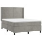 vidaXL Boxspringbett mit Matratze & LED Hellgrau 140x200 cm Samt vidaXL Boxspringbett mit Matratze & LED Hellgrau 140x200 cm Samt