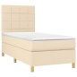 vidaXL Boxspringbett mit Matratze Creme 90x190 cm Stoff vidaXL Boxspringbett mit Matratze Creme 90x190 cm Stoff