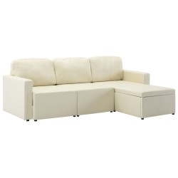 vidaXL Modulares 3-Sitzer Schlafsofa Creme Kunstleder