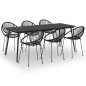 7-tlg. Garten-Essgruppe PVC Rattan Schwarz 7-tlg. Garten-Essgruppe PVC Rattan Schwarz