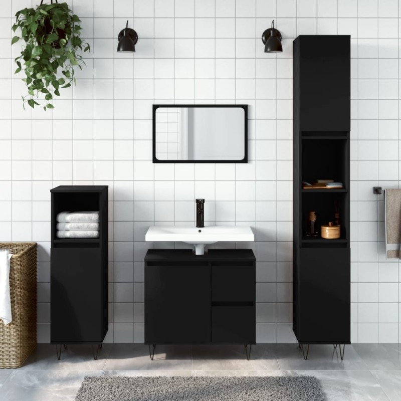 vidaXL Badschrank Schwarz 65x33x60 cm Holzwerkstoff vidaXL Badschrank Schwarz 65x33x60 cm Holzwerkstoff