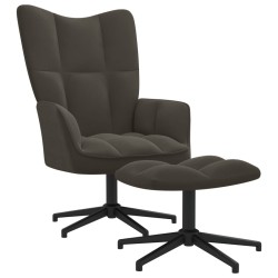 vidaXL Relaxsessel mit Hocker Dunkelgrau Samt