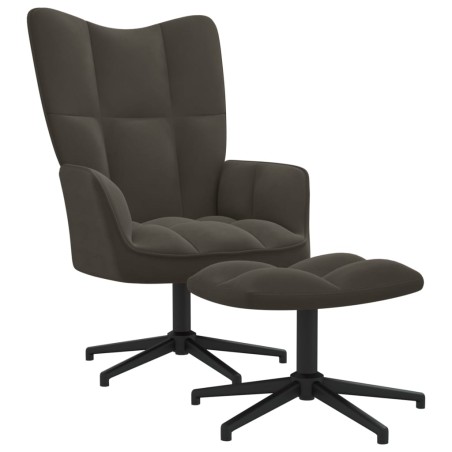 vidaXL Relaxsessel mit Hocker Dunkelgrau Samt