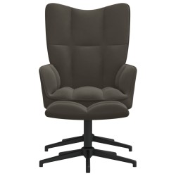 vidaXL Relaxsessel mit Hocker Dunkelgrau Samt